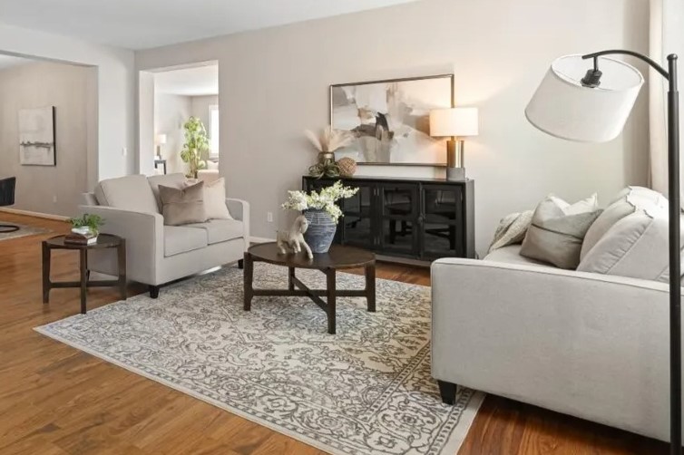 Entry living room after Sunny Hill Court home staging