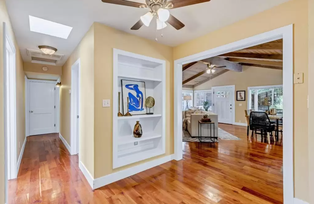 entry area in home staged with decor items